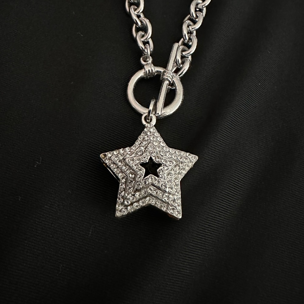 Silver Star Necklace with Earrings